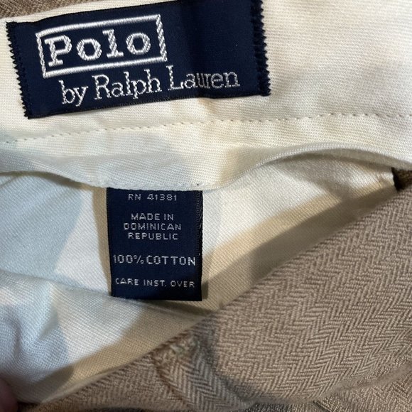 Polo Ralph Lauren Mens 100% Cotton Pleated Dress Pants Brown Houndstooth • 36x32 - Picture 3 of 7